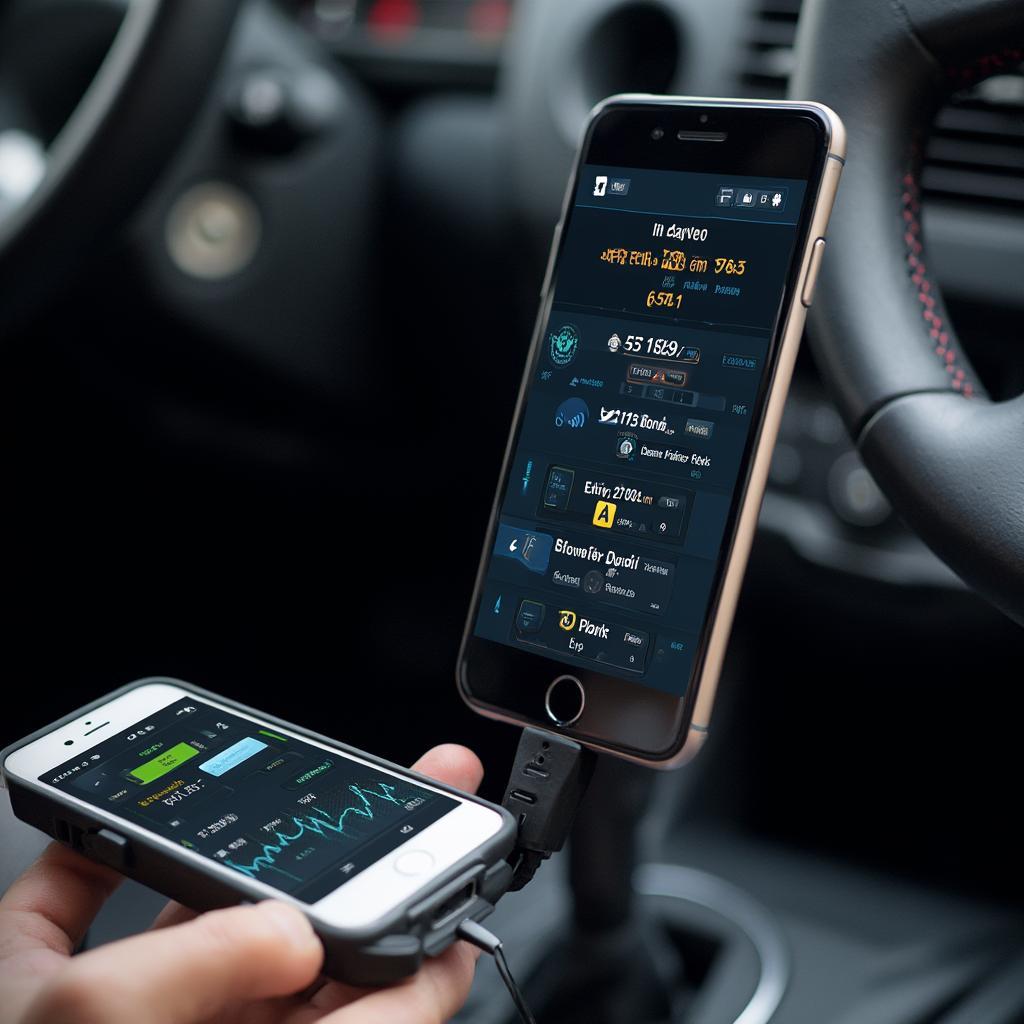 OBD2 freeware being used on a smartphone for car diagnostics