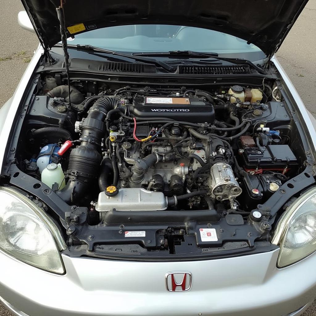 Completed OBD2 GSR Swap in EG Civic Engine Bay