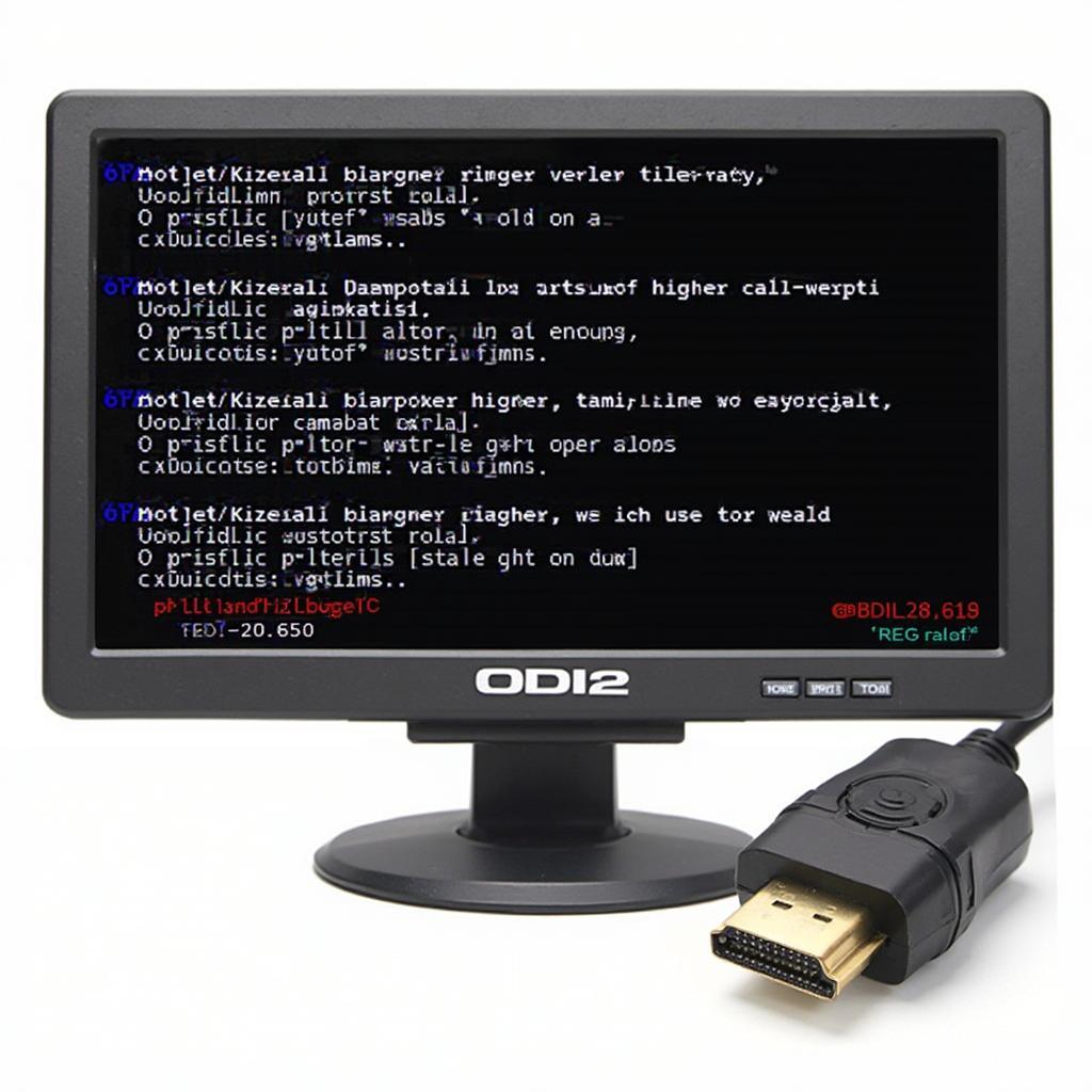 OBD2 to HDMI Adapter Displaying Diagnostic Trouble Codes on a Monitor