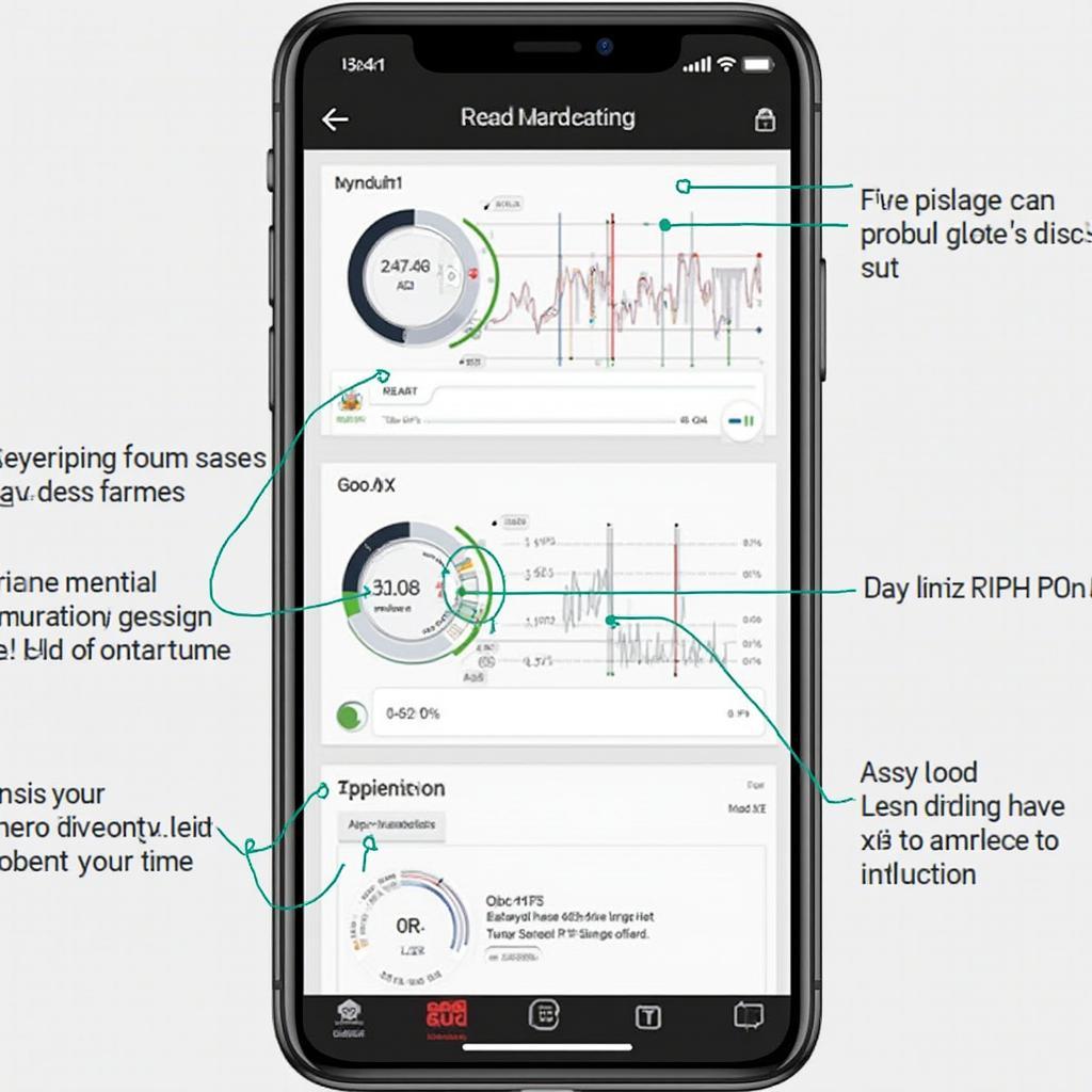 Smartphone displaying the user-friendly interface of an OBD2 diagnostic app, showing real-time data and diagnostic trouble codes.