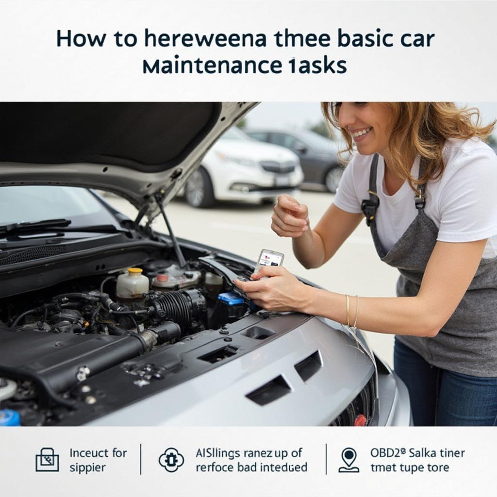 A person using an OBD2 iCar3 and a smartphone to diagnose a car engine, highlighting the DIY aspect of car maintenance.