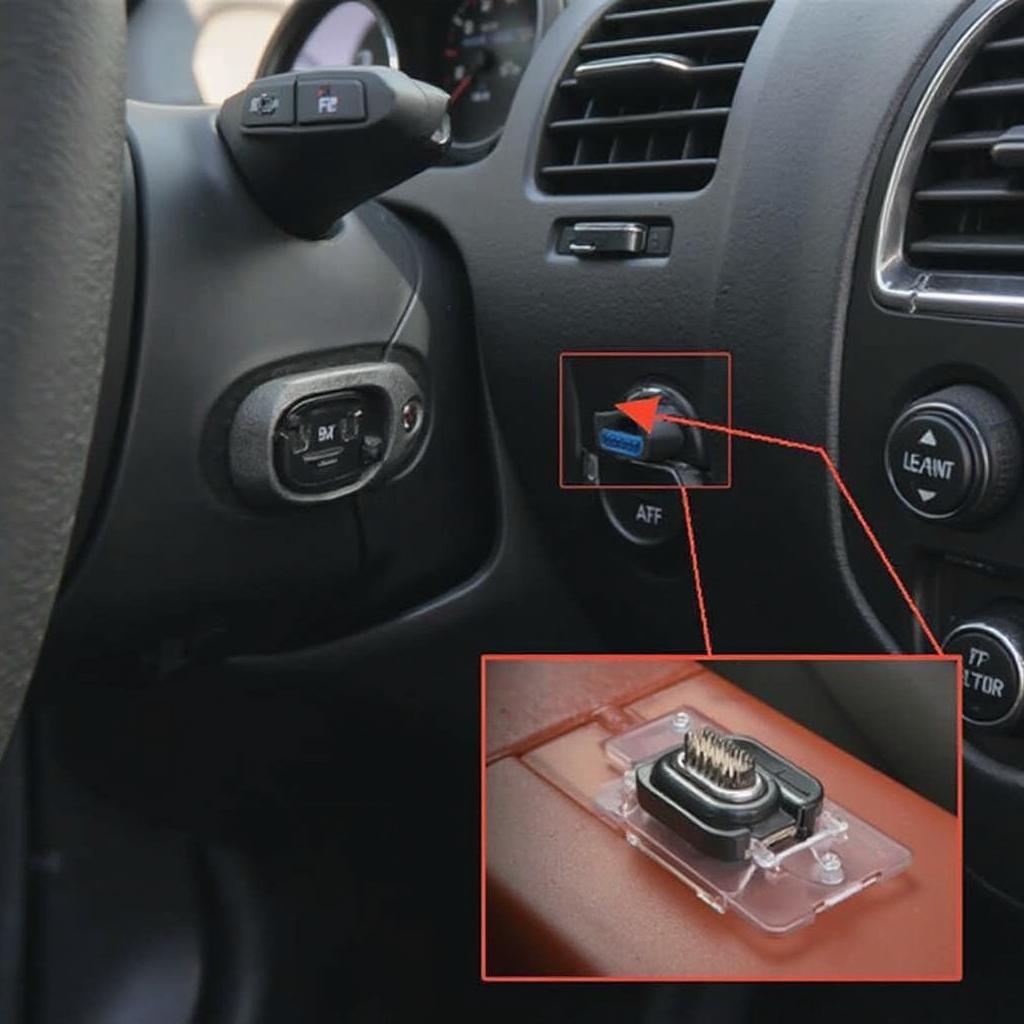 OBD2 Interface Location under the Dashboard