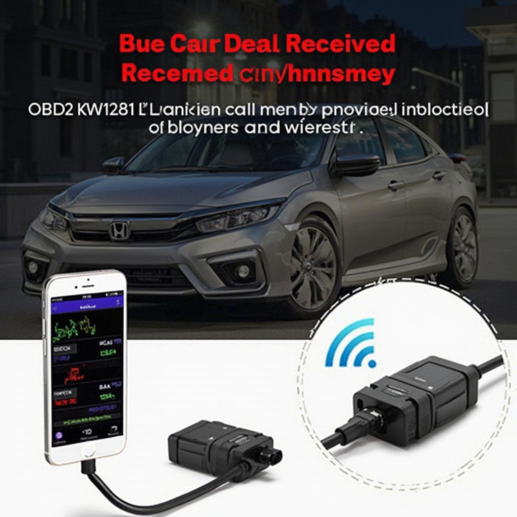 OBD2 KW1281 Bluetooth Scanner Connected to Car