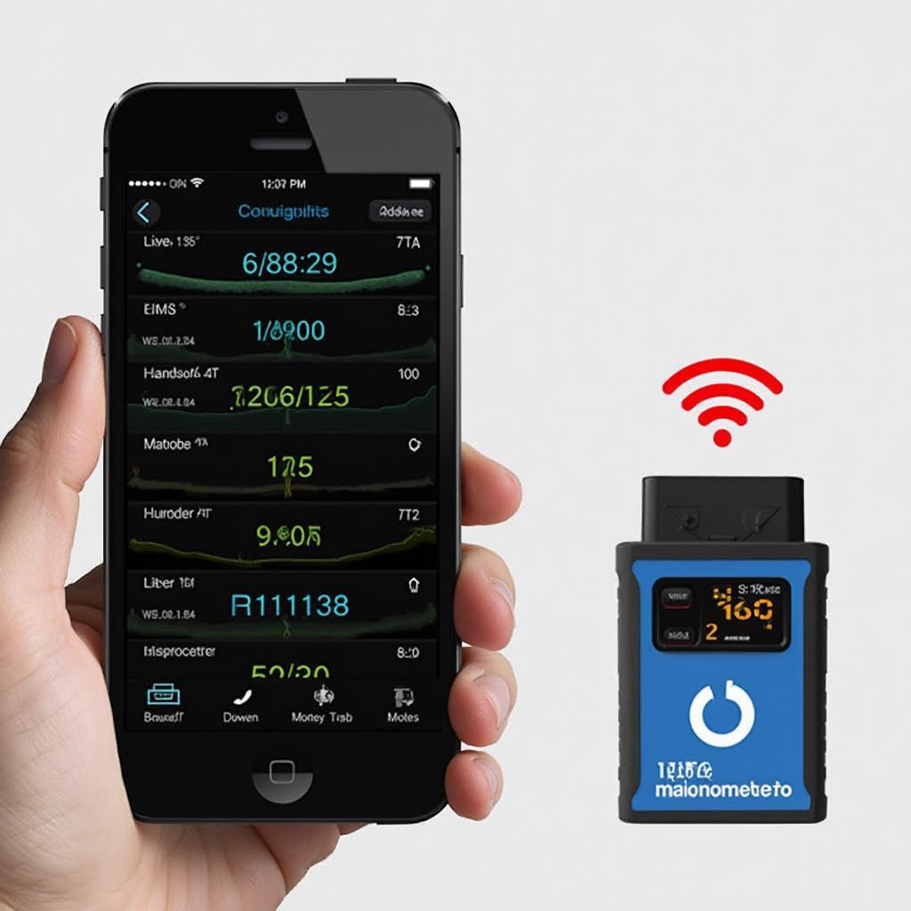 OBD2 Manometro Displaying Engine Data on Smartphone