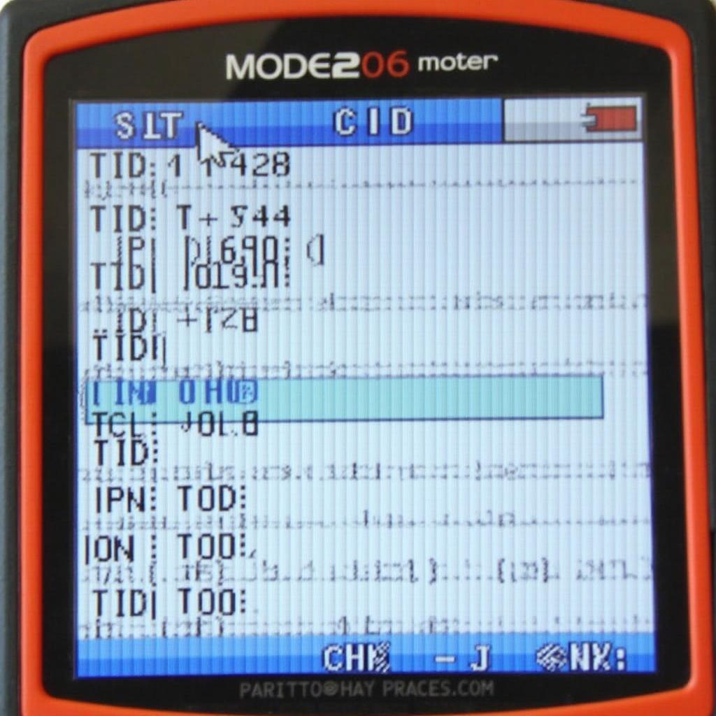 Example of OBD2 Mode 06 Data on a Scanner