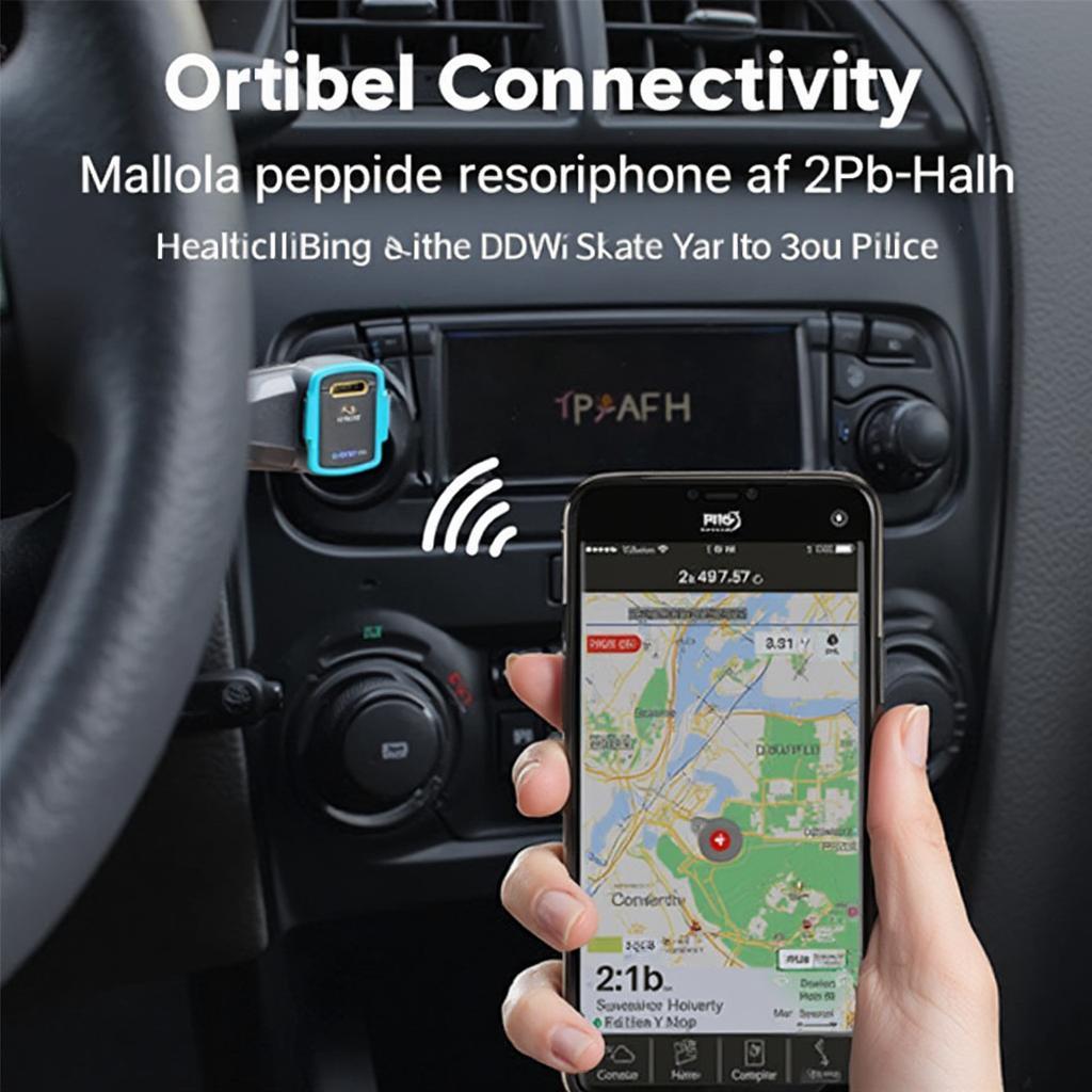 An OBD2 monitor connected to a smartphone via Bluetooth