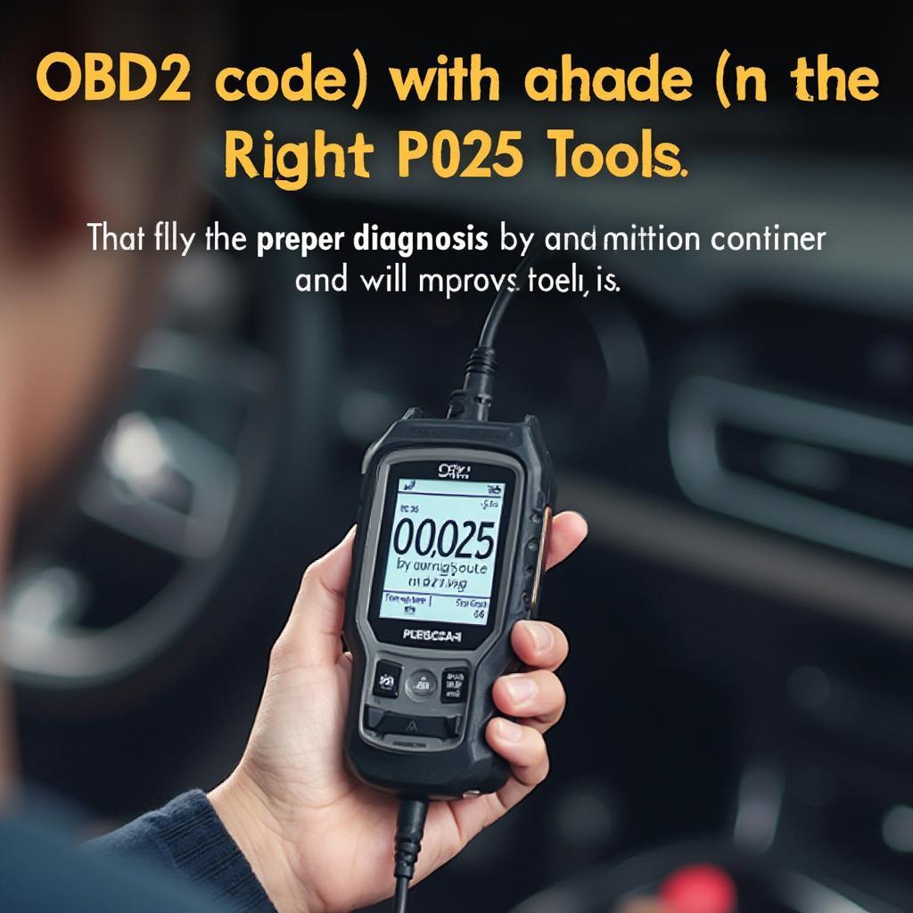 Mechanic Diagnosing OBD2 P0025 Code with a Scanner