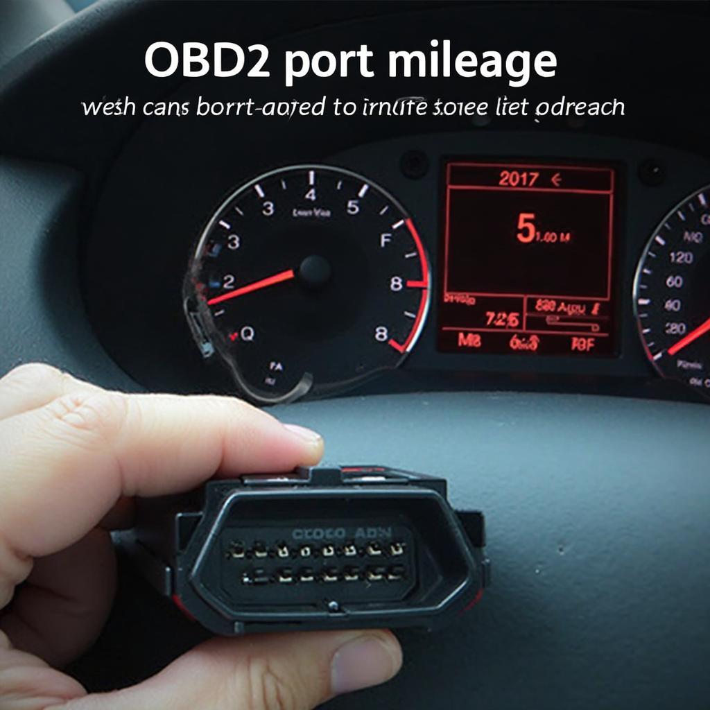 OBD2 Port and Mileage Display on a Car Dashboard