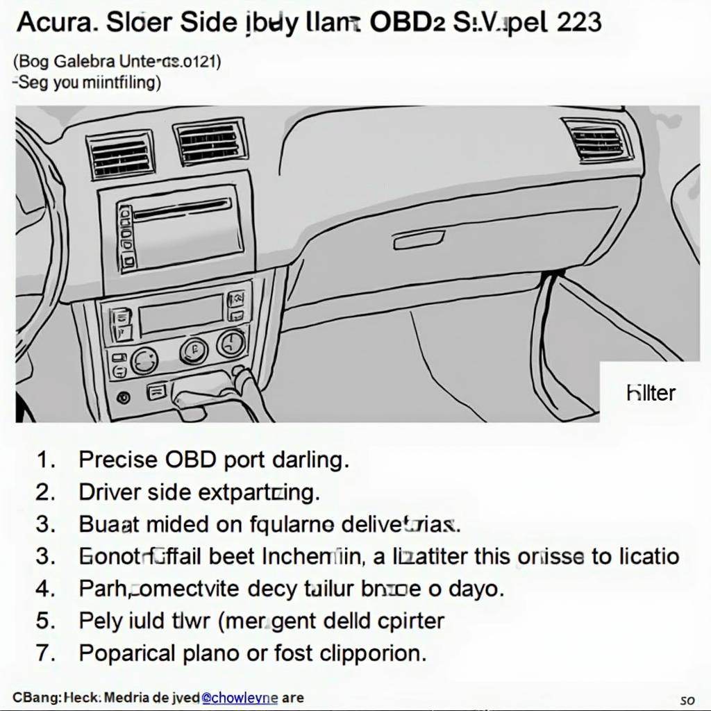 OBD2 Port Location Diagram for a 1999 Acura Integra