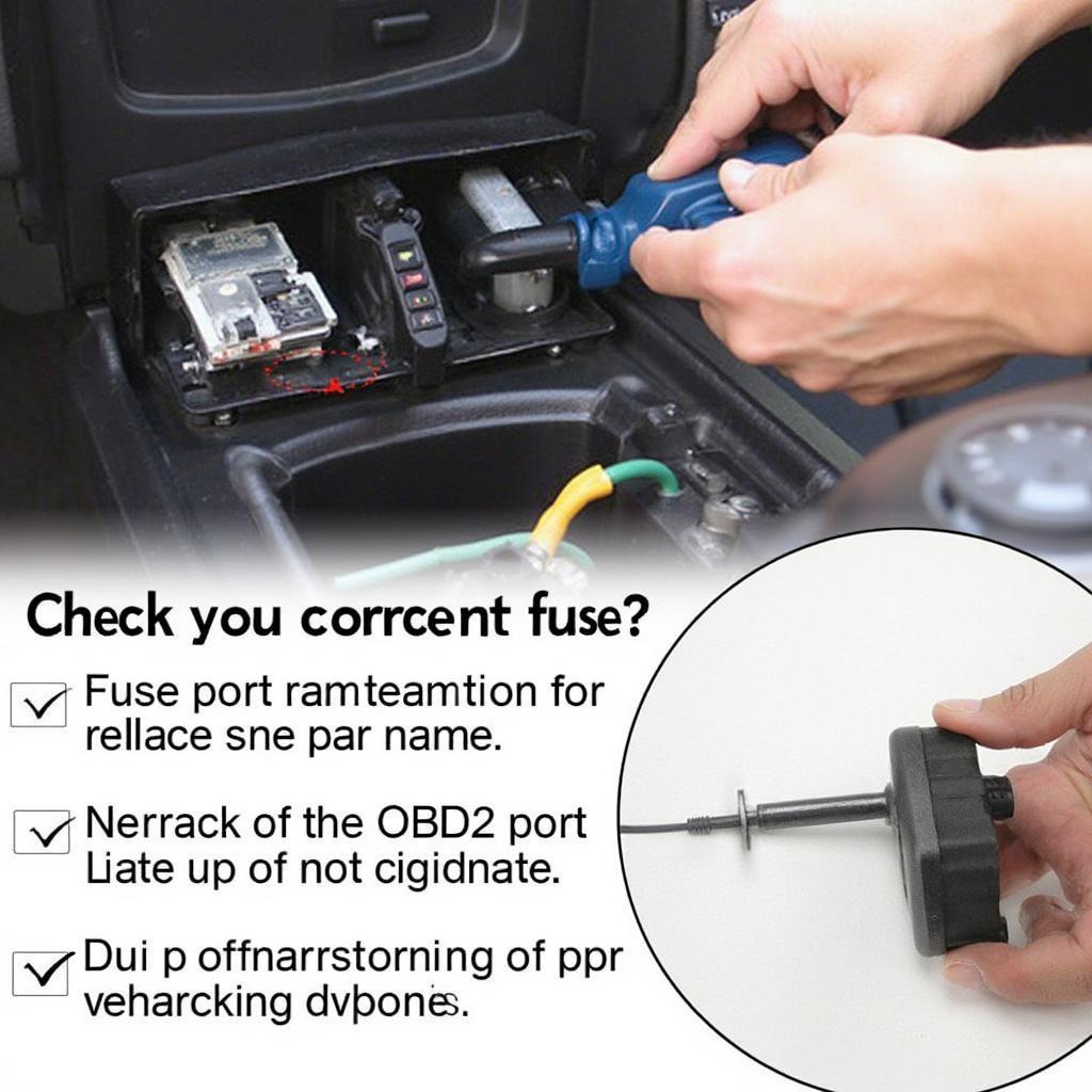 Checking the fuse box for a blown fuse related to the OBD2 port