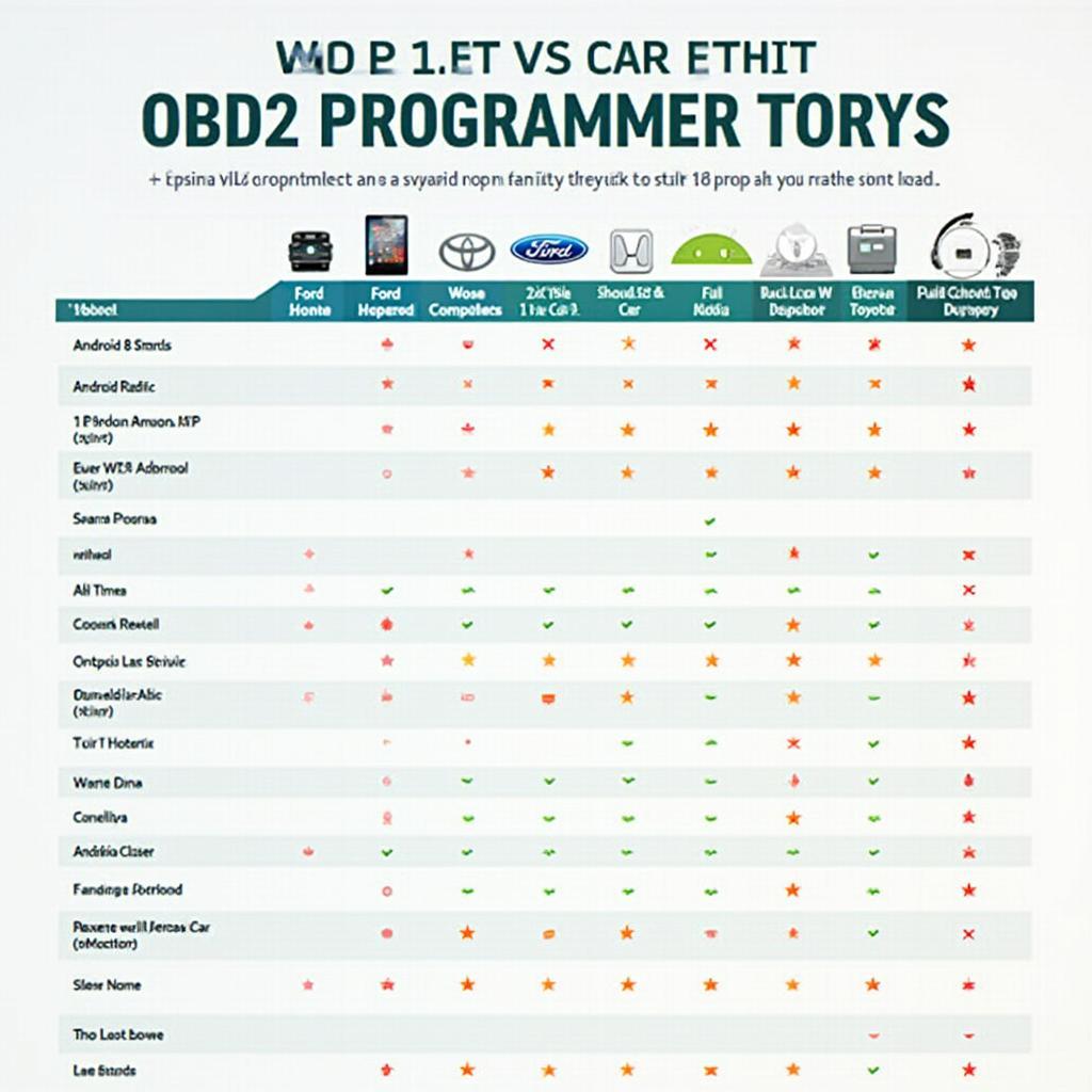 OBD2 Programmer Android Bluetooth App Compatibility Chart