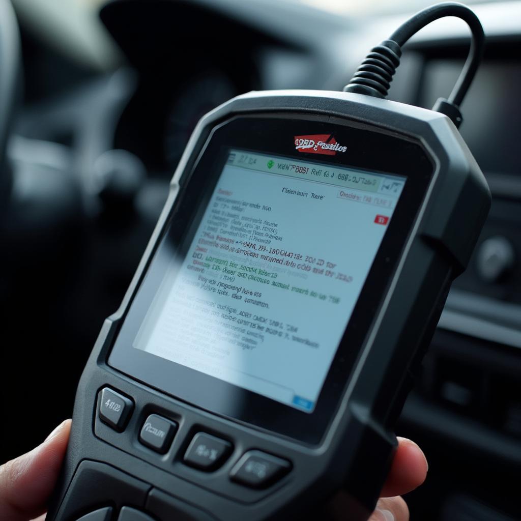 OBD2 Reader Displaying Diagnostic Trouble Codes