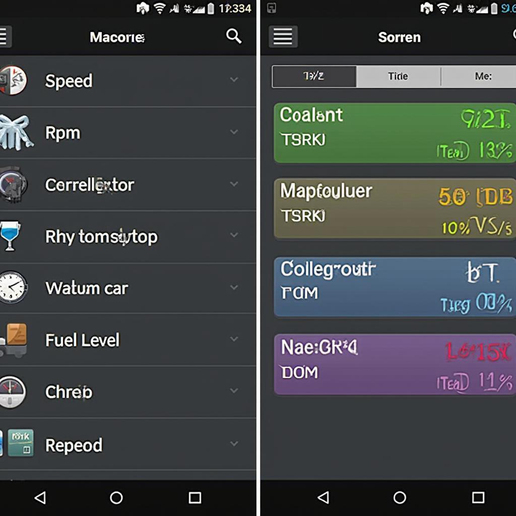 iPhone app interface for an OBD2 reader