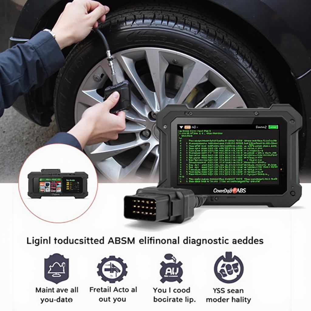 OBD2 Scan Tool with ABS connected to a car's diagnostic port