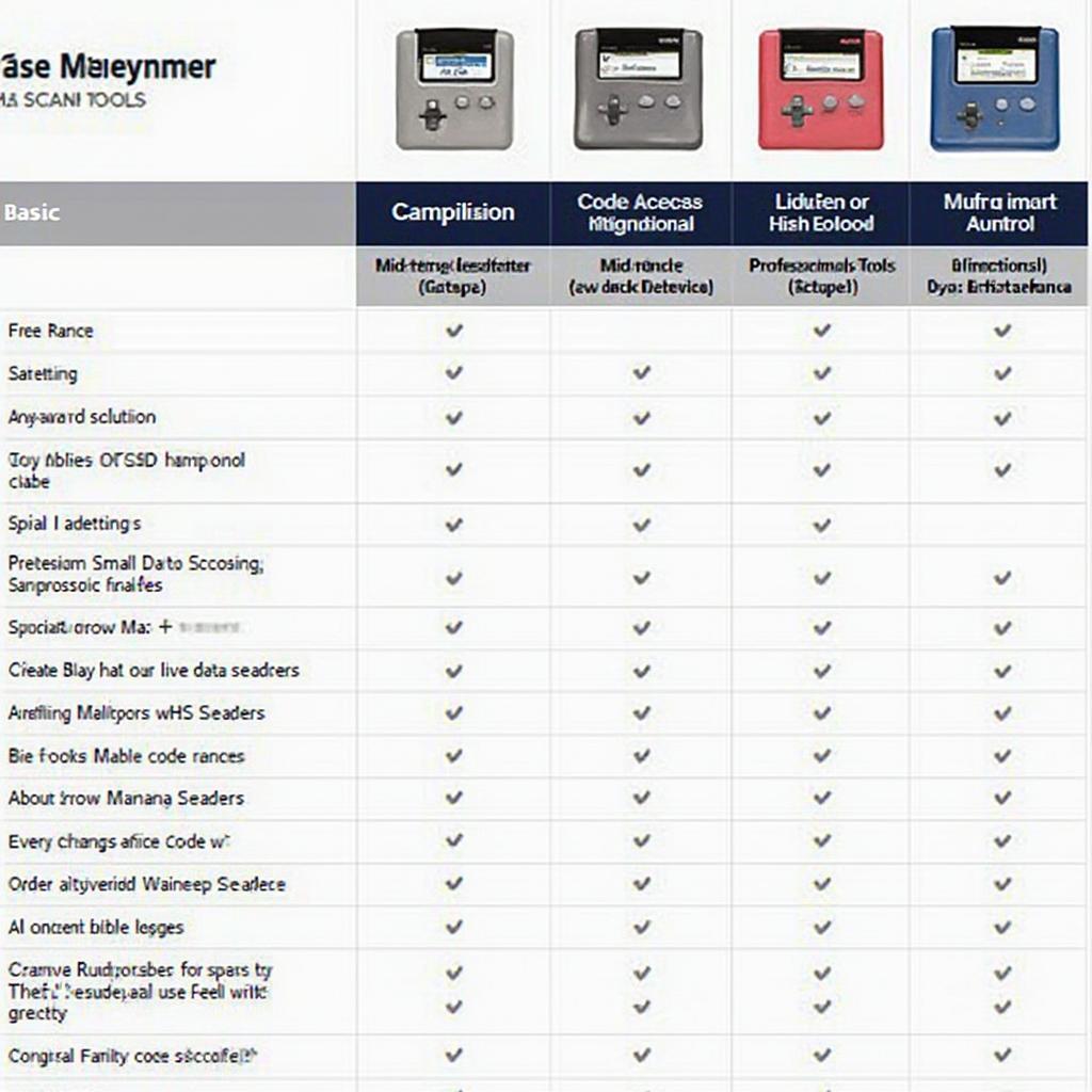 OBD2 Scan Tools Comparison Chart