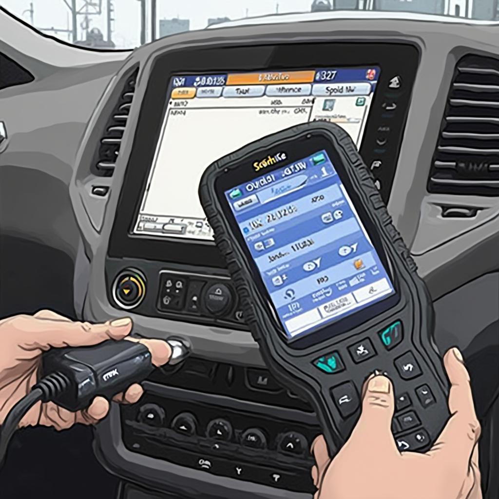 OBD2 Scanner 619 Connected to a Car's Diagnostic Port