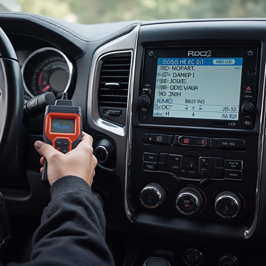 OBD2 Scanner Displaying Dodge VIN