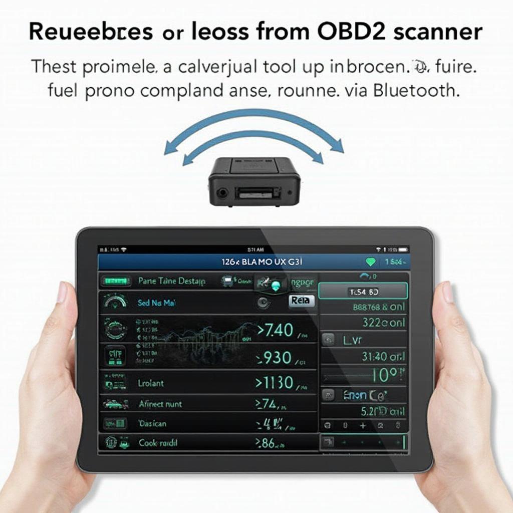 OBD2 scanner displaying real-time data on a tablet