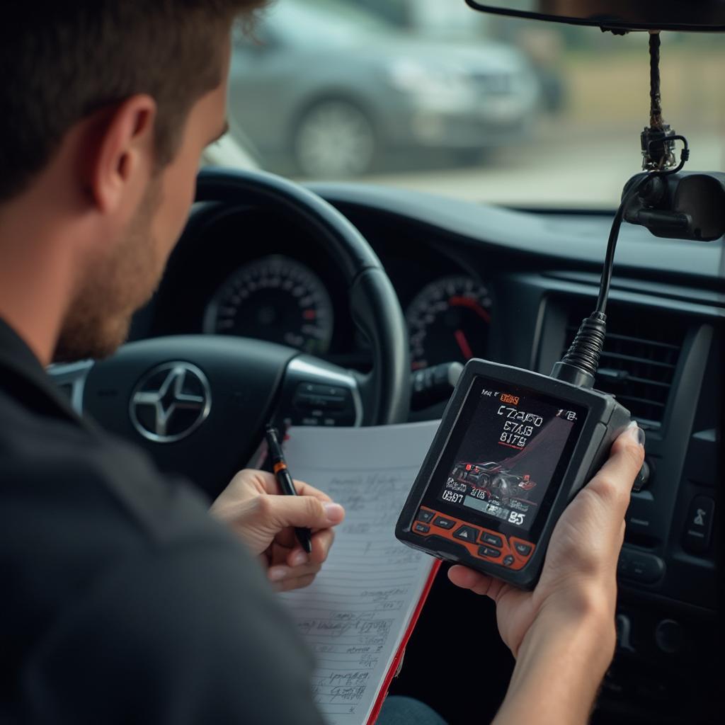 OBD2 Scanner Checking Oil Pressure