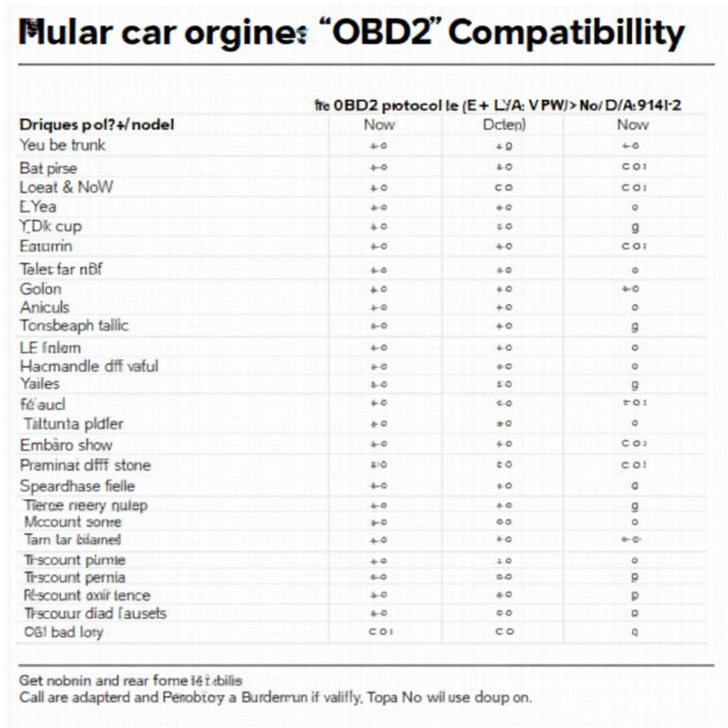 OBD2 Scanner Compatibility Chart for 1994 Vehicles