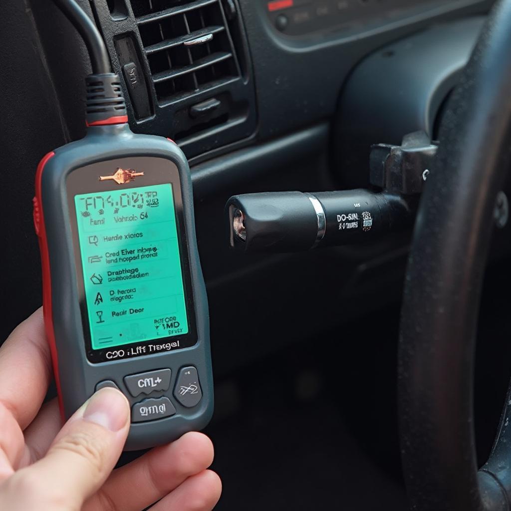 OBD2 Scanner Connected to a 1995 Jeep Cherokee