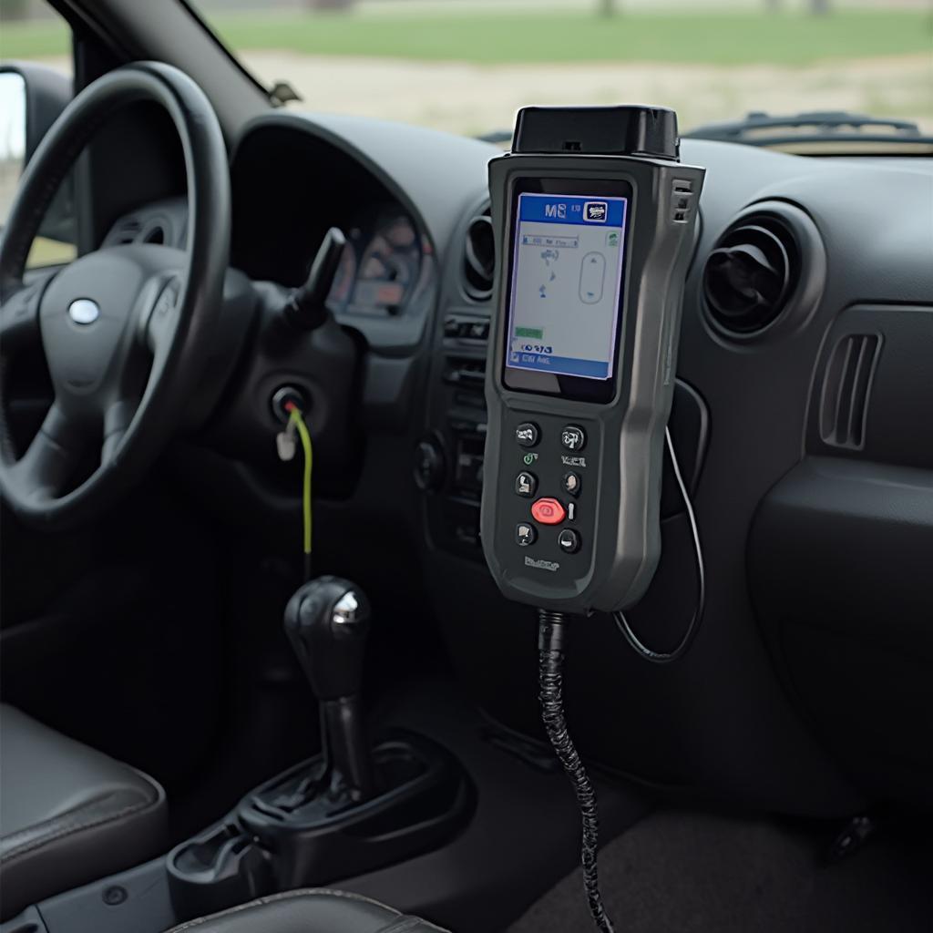 OBD2 scanner connected to a 2000 Ford Mazda pickup