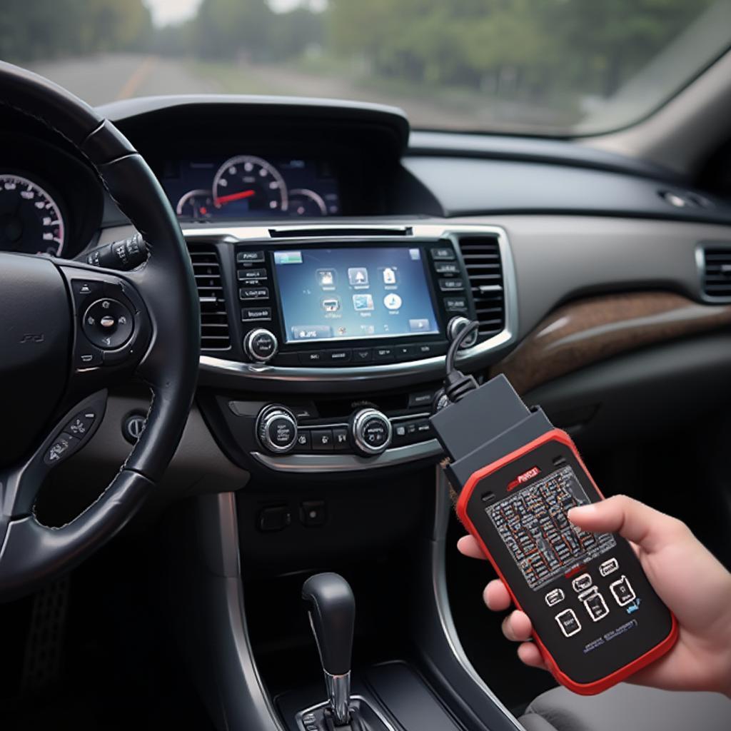 OBD2 Scanner Connected to a 2014 Honda Accord