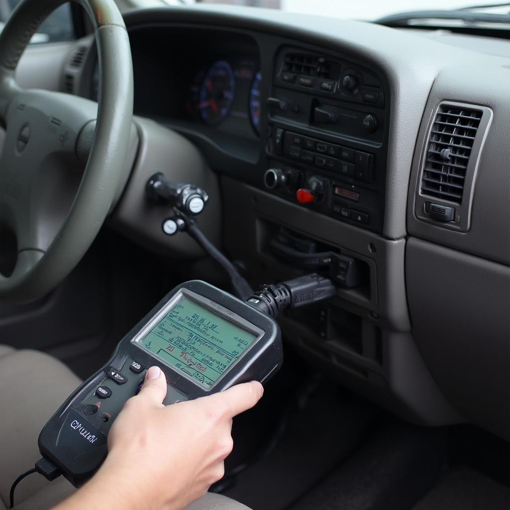 OBD2 Scanner Connected to a 1995 Nissan Pathfinder