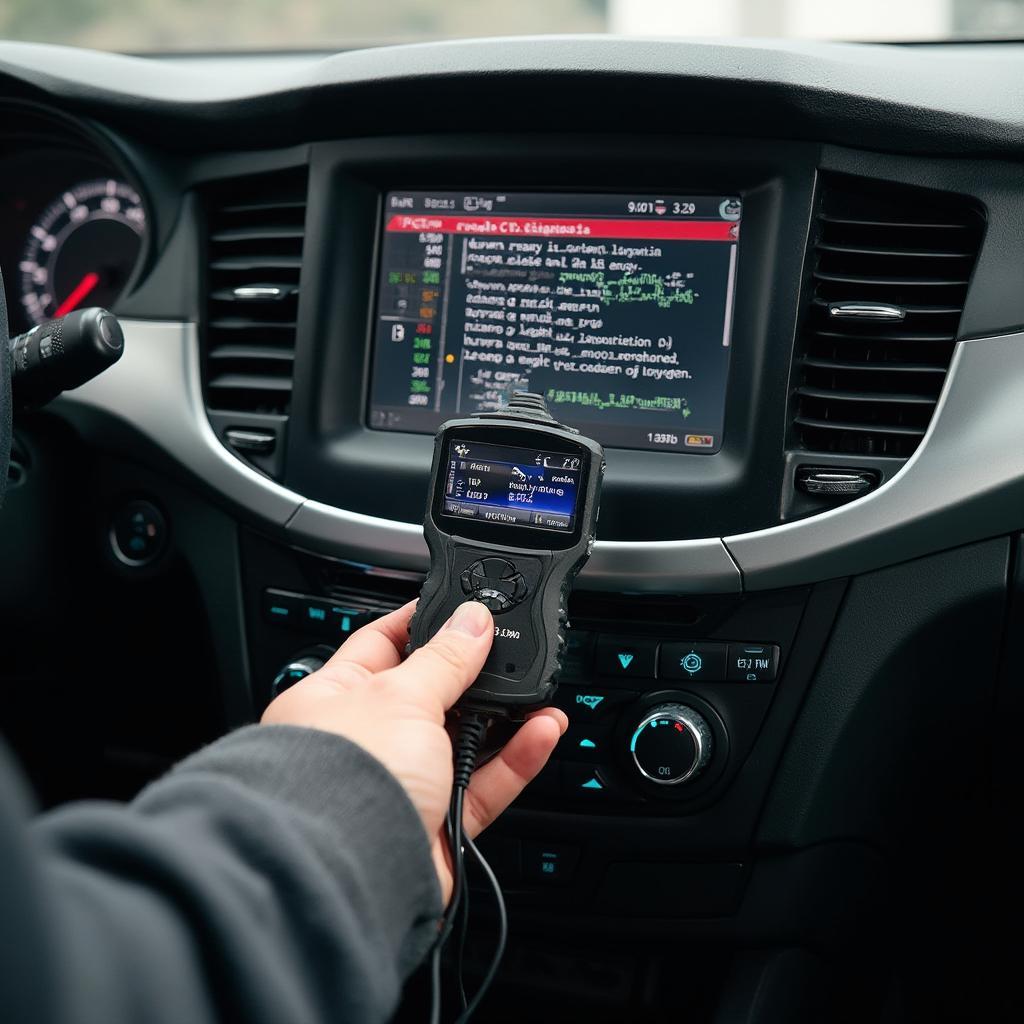 OBD2 Scanner Connected to Opel Vectra C Diagnostic Port