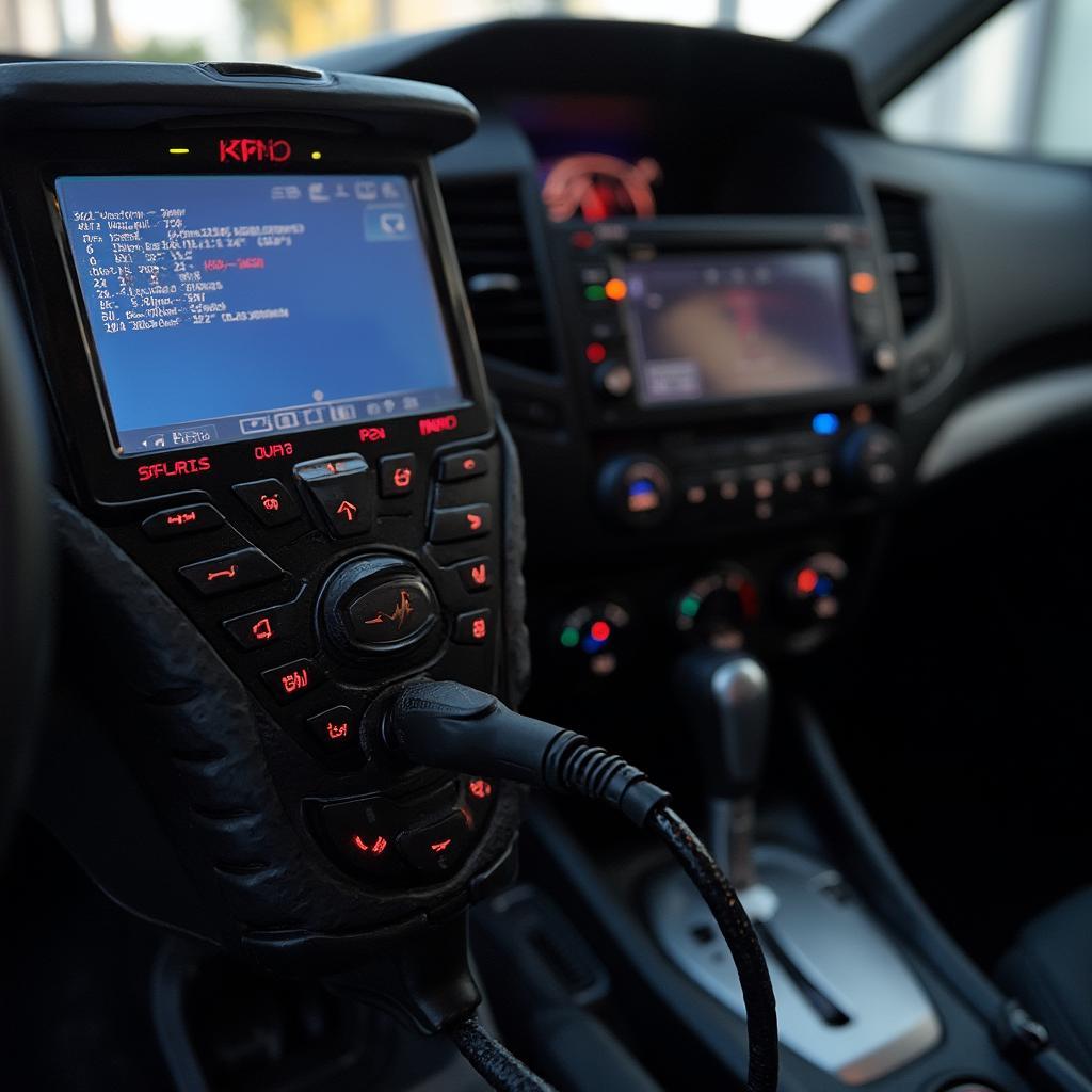 OBD2 Scanner Connected to a Subaru Impreza Dashboard