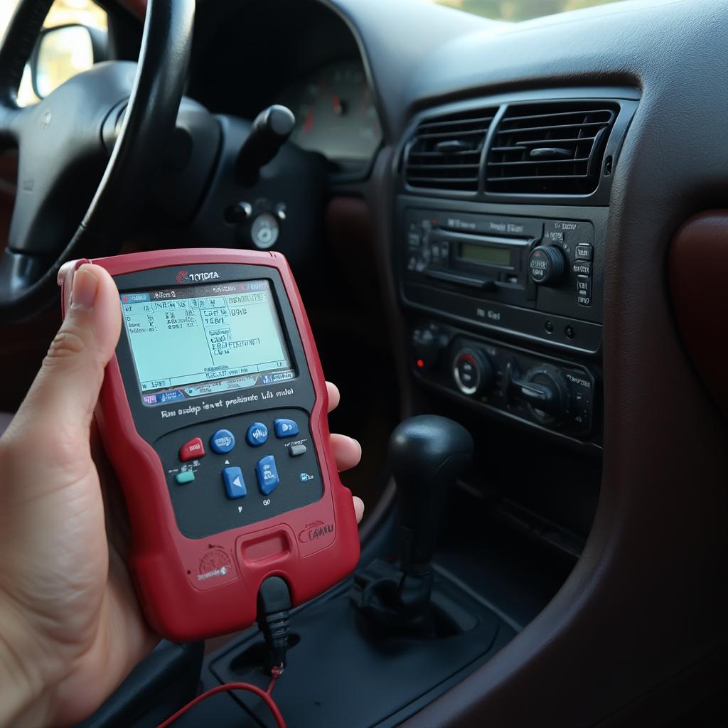 OBD2 Scanner Connected to 1995 Celica