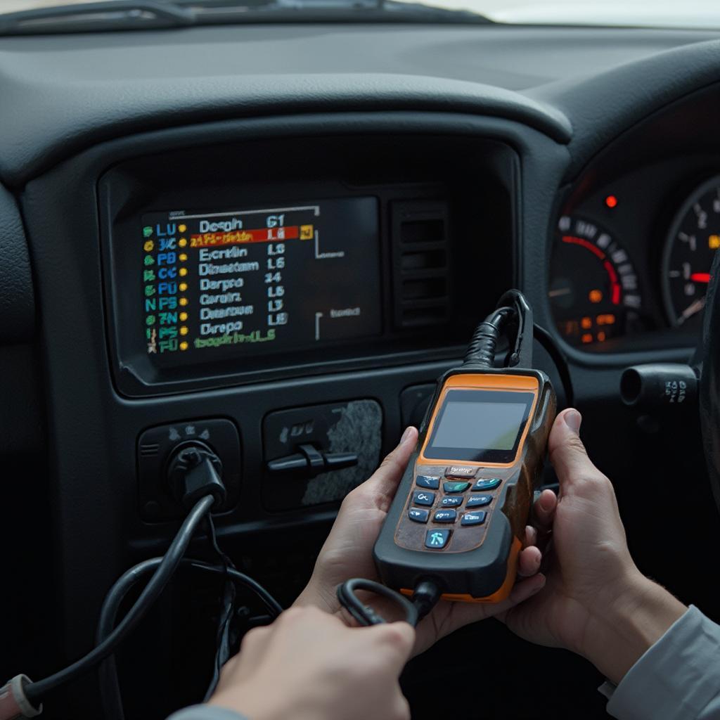 OBD2 Scanner Connected to a 1995 Toyota Celica