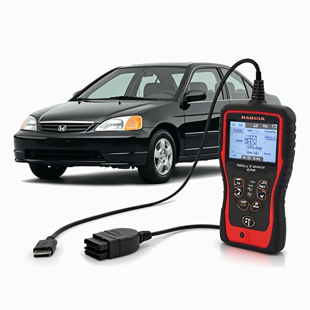 OBD2 Scanner Connected to a 2002 Honda Civic EX