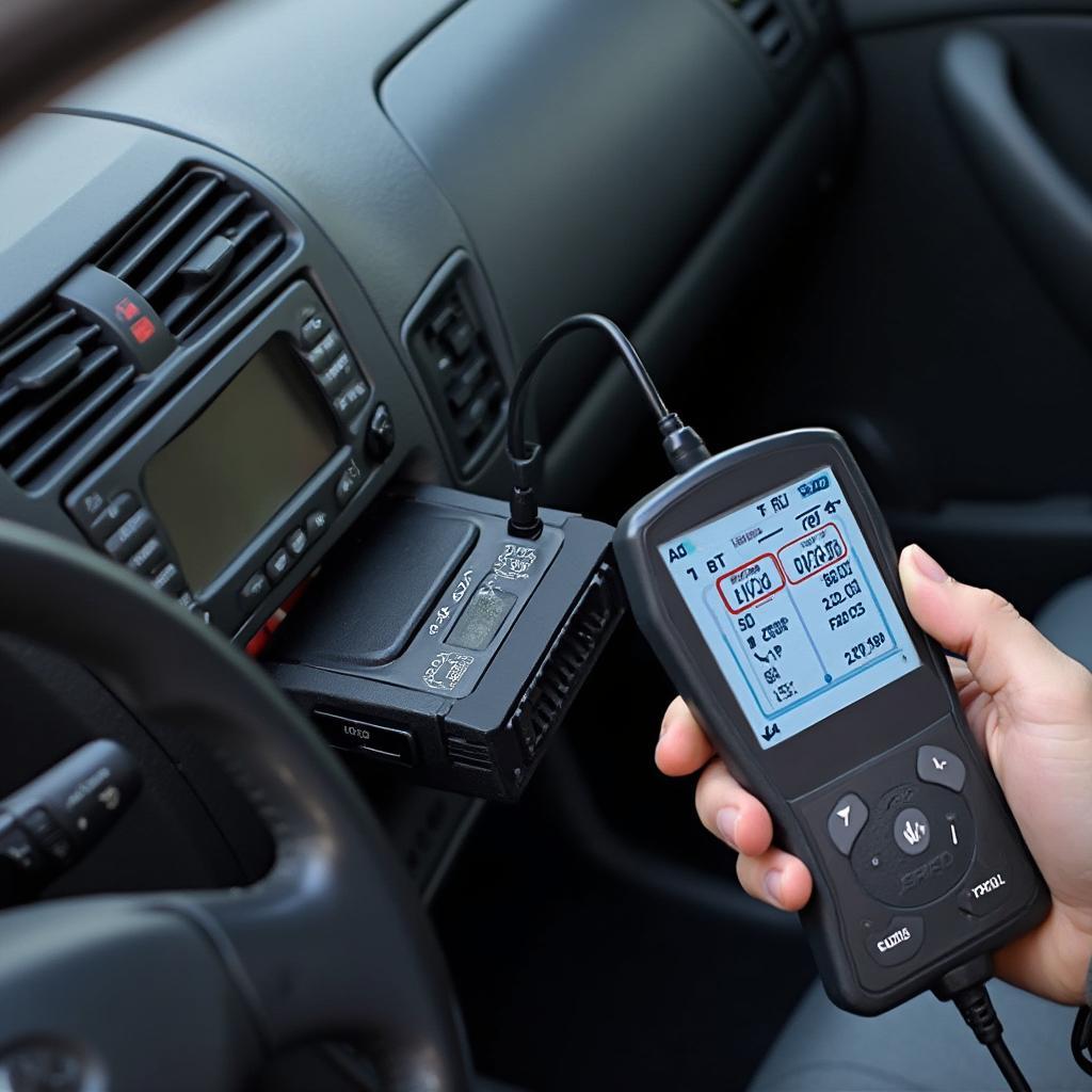 OBD2 Scanner Connected to a 2002 Toyota Corolla