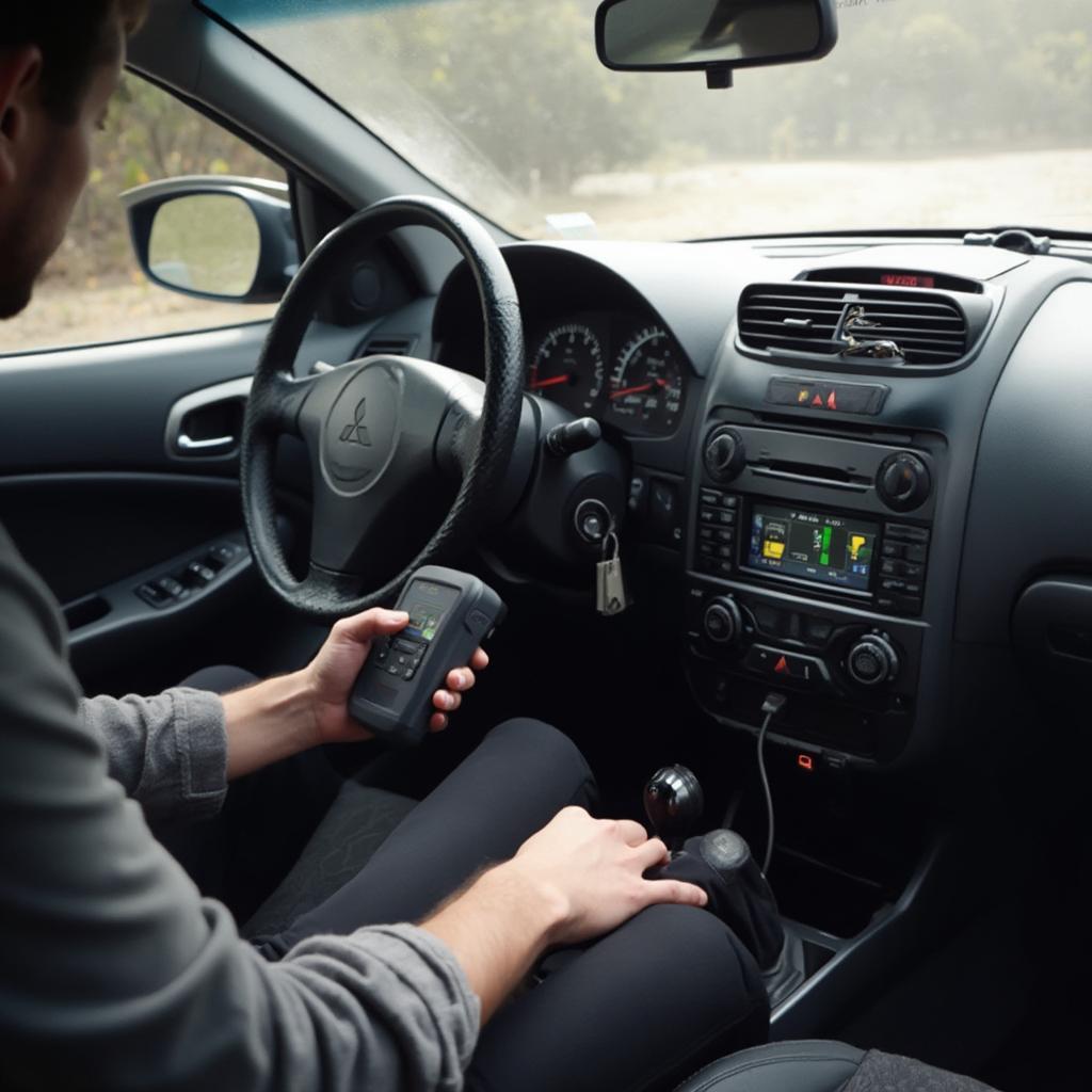 OBD2 Scanner Connected to 2003 Lancer