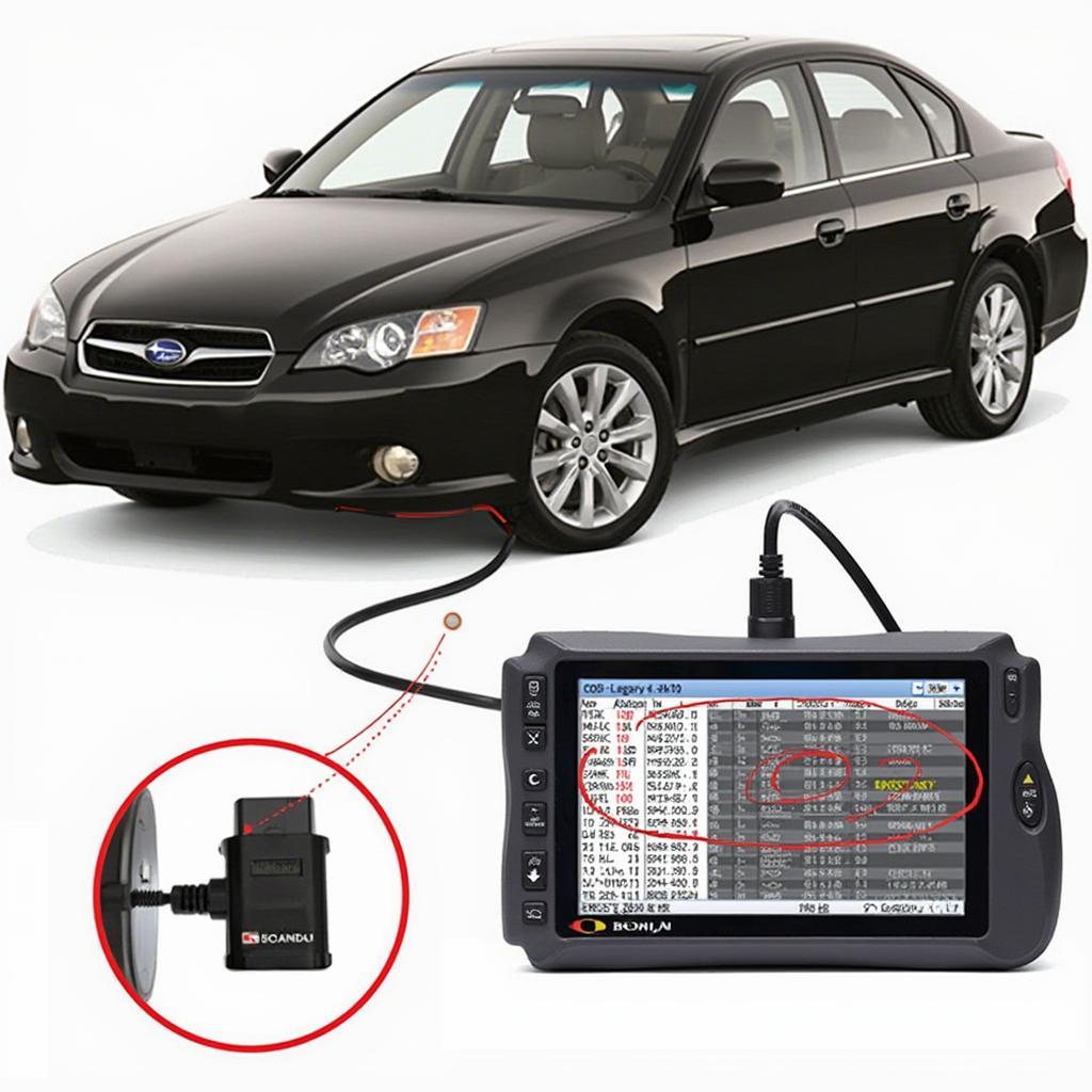 OBD2 Scanner connected to a 2004 Subaru Legacy