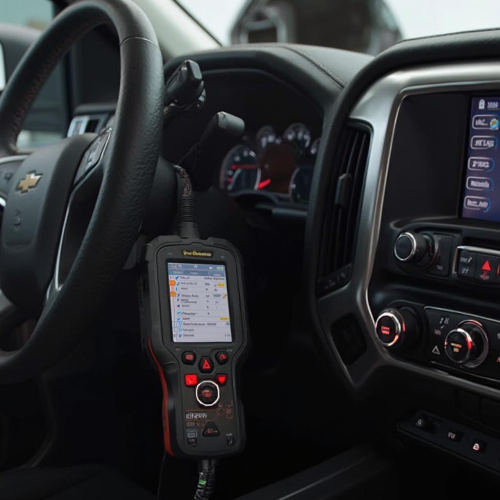 OBD2 Scanner Connected to a 2015 Silverado