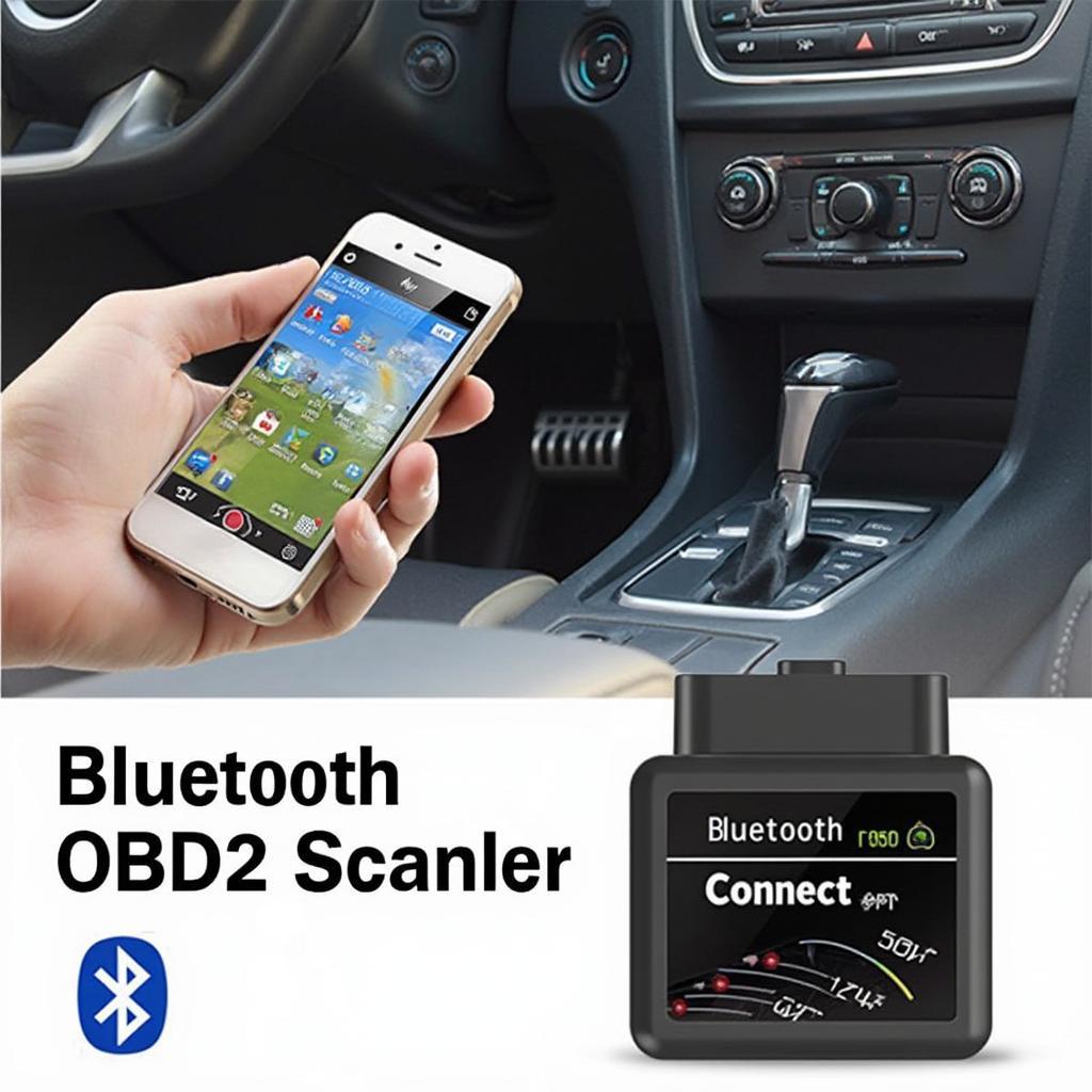 OBD2 scanner connected to an Android phone via Bluetooth