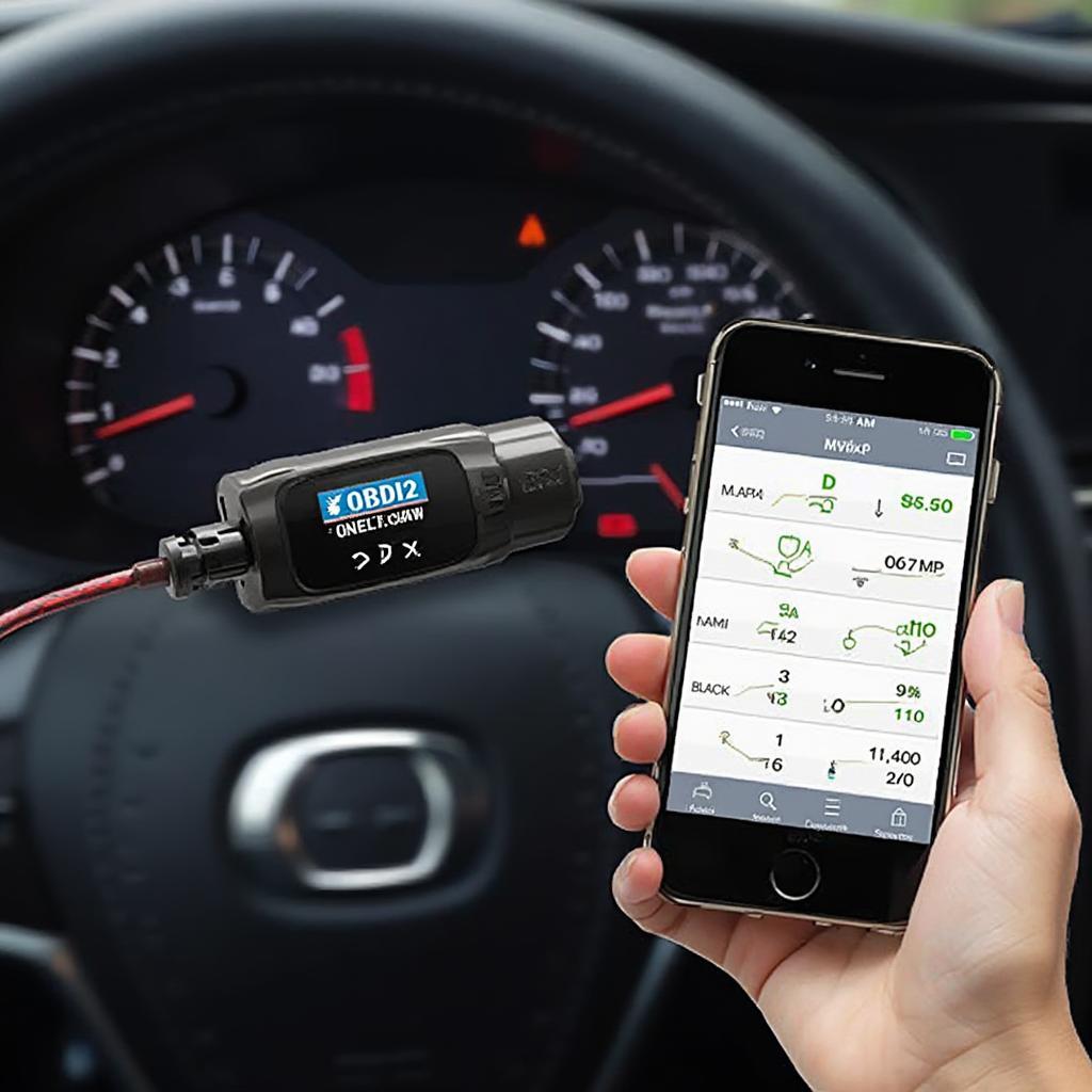 OBD2 Scanner Connected to Android Phone for Fuel Tracking