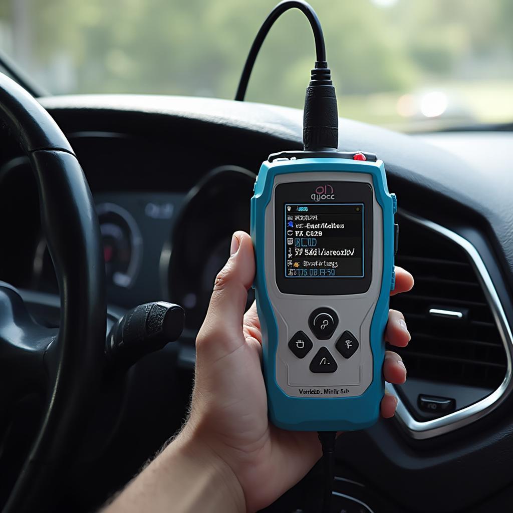 OBD2 Scanner Connected to a Car's OBD2 Port in 2017