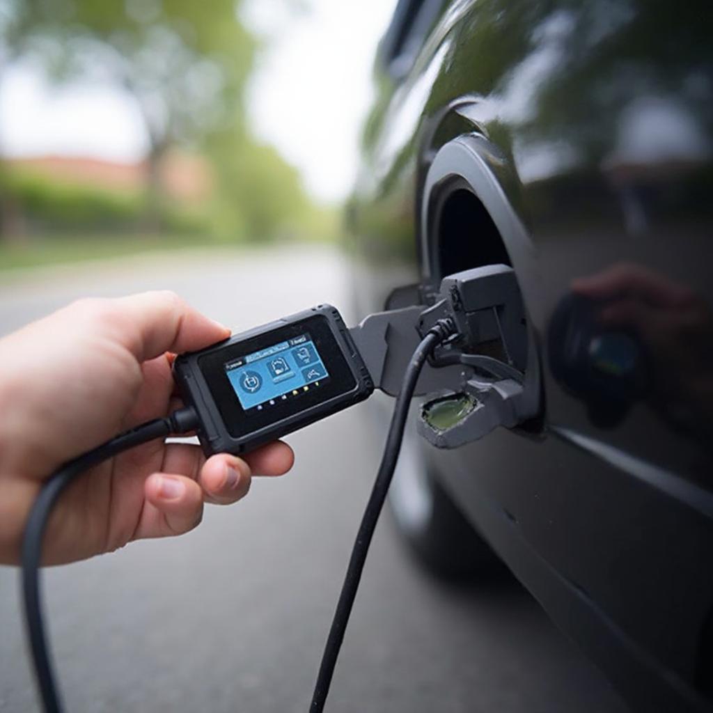 OBD2 Scanner Connected to Car's OBD2 Port