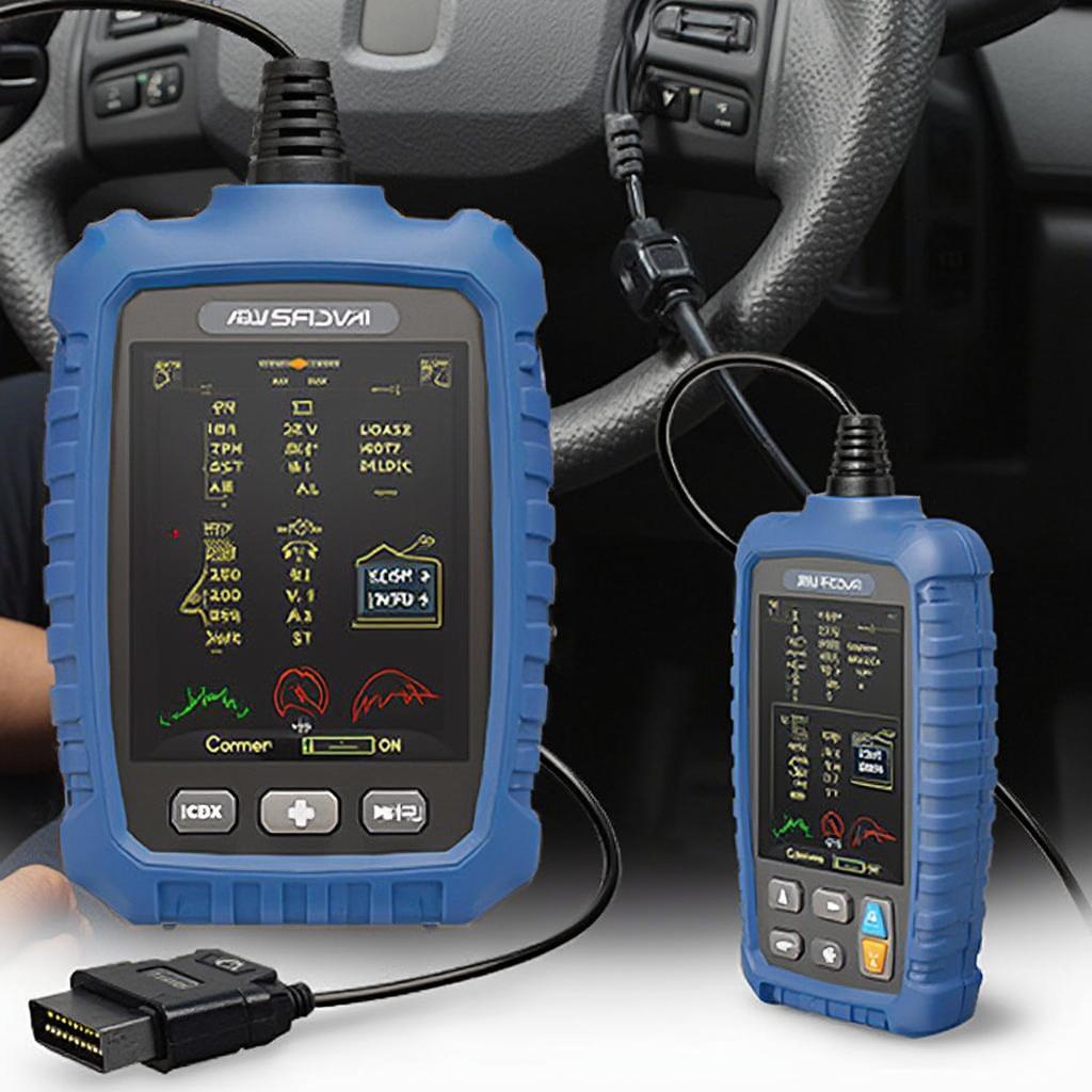 OBD2 Scanner Connected to Car OBD2 Port