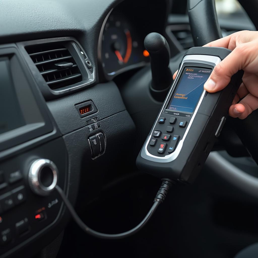 OBD2 Scanner Connected to a Car's OBD2 Port