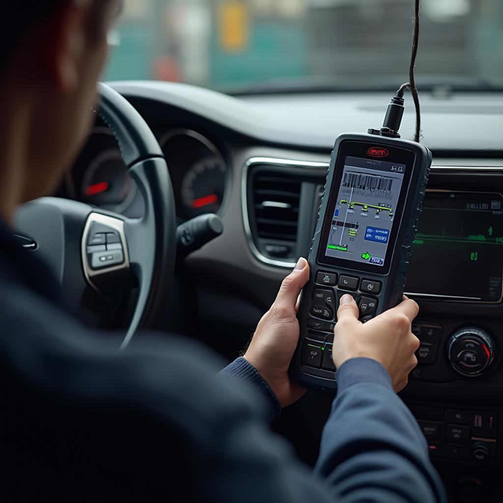 OBD2 Scanner Connected to Car