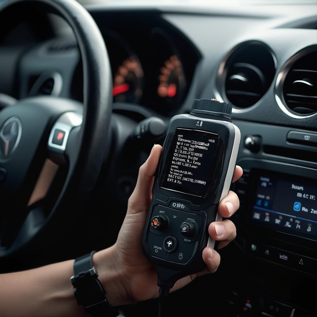 OBD2 Scanner Connected to a Car's OBD2 Port