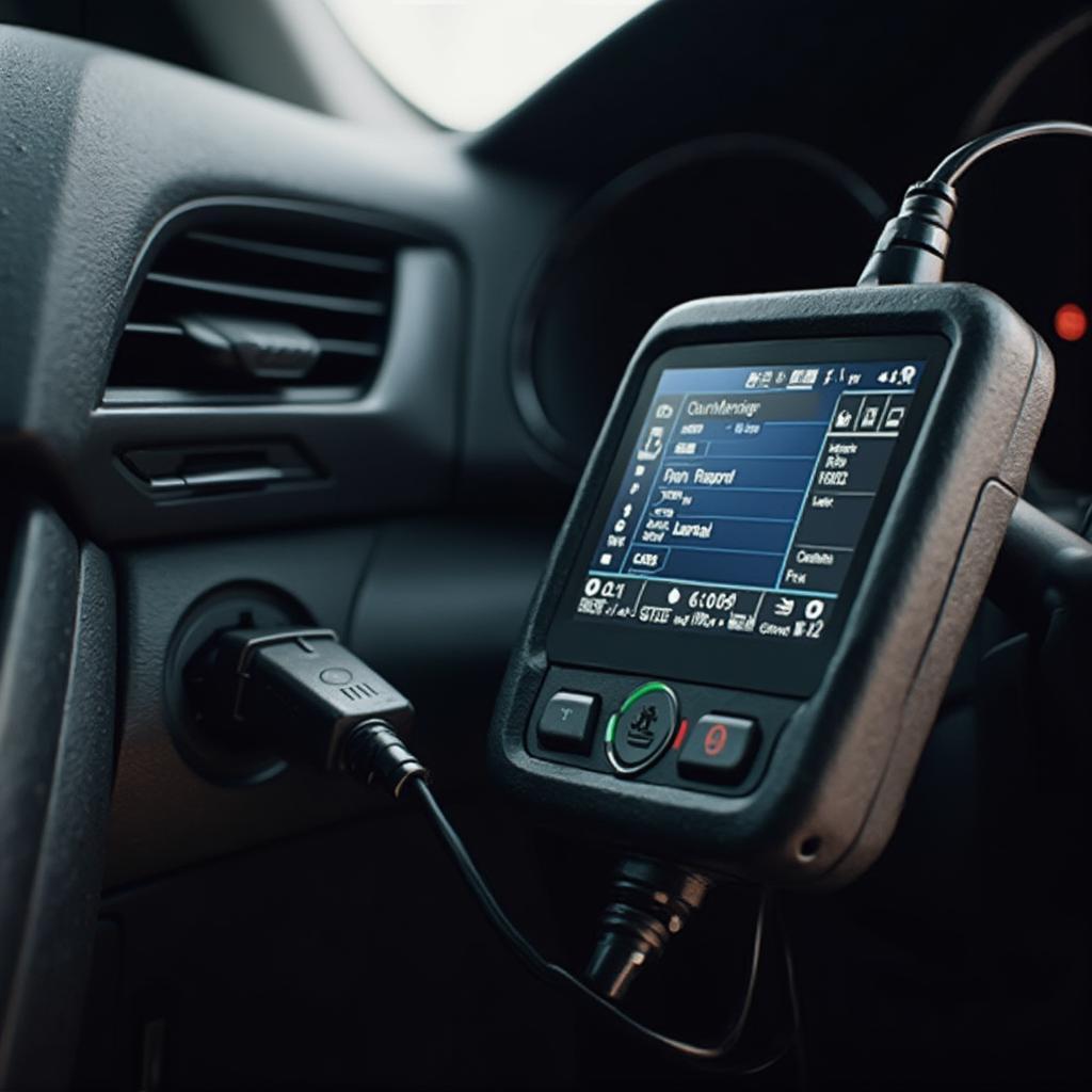 OBD2 Scanner Connected to a Car's OBD2 Port