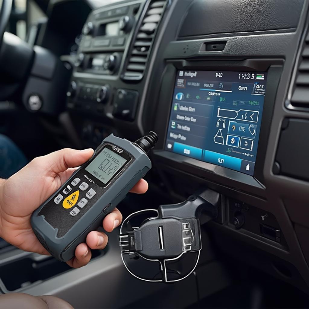 OBD2 Scanner Connected to Ford F-350