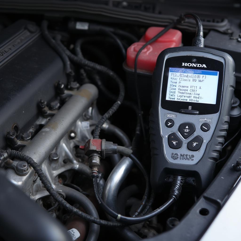 OBD2 Scanner Connected to a Honda VTEC Engine