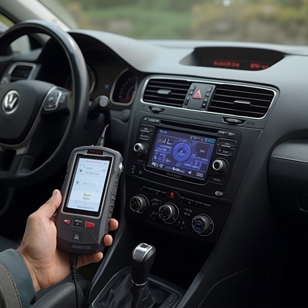 OBD2 Scanner Connected to a Jetta