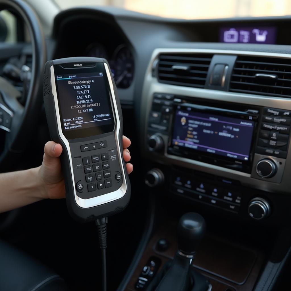 OBD2 Scanner Connected to a Lexus Dashboard